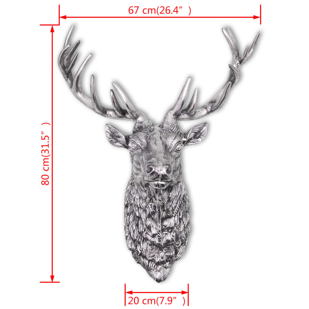 Hjorthuvud Väggmonterad Dekoration I Aluminium Silver