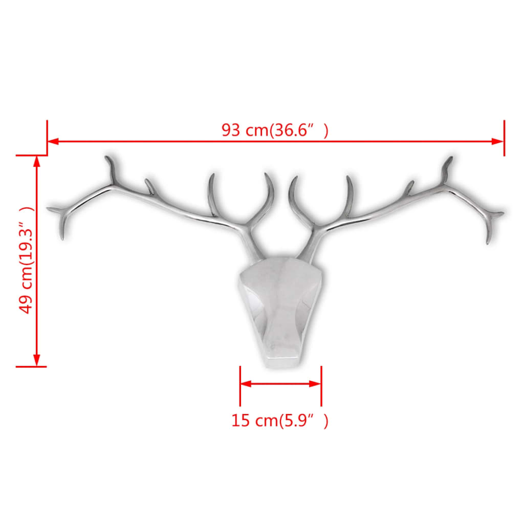 Väggmonterad Dekoration Rådjurshuvud Aluminium Silver
