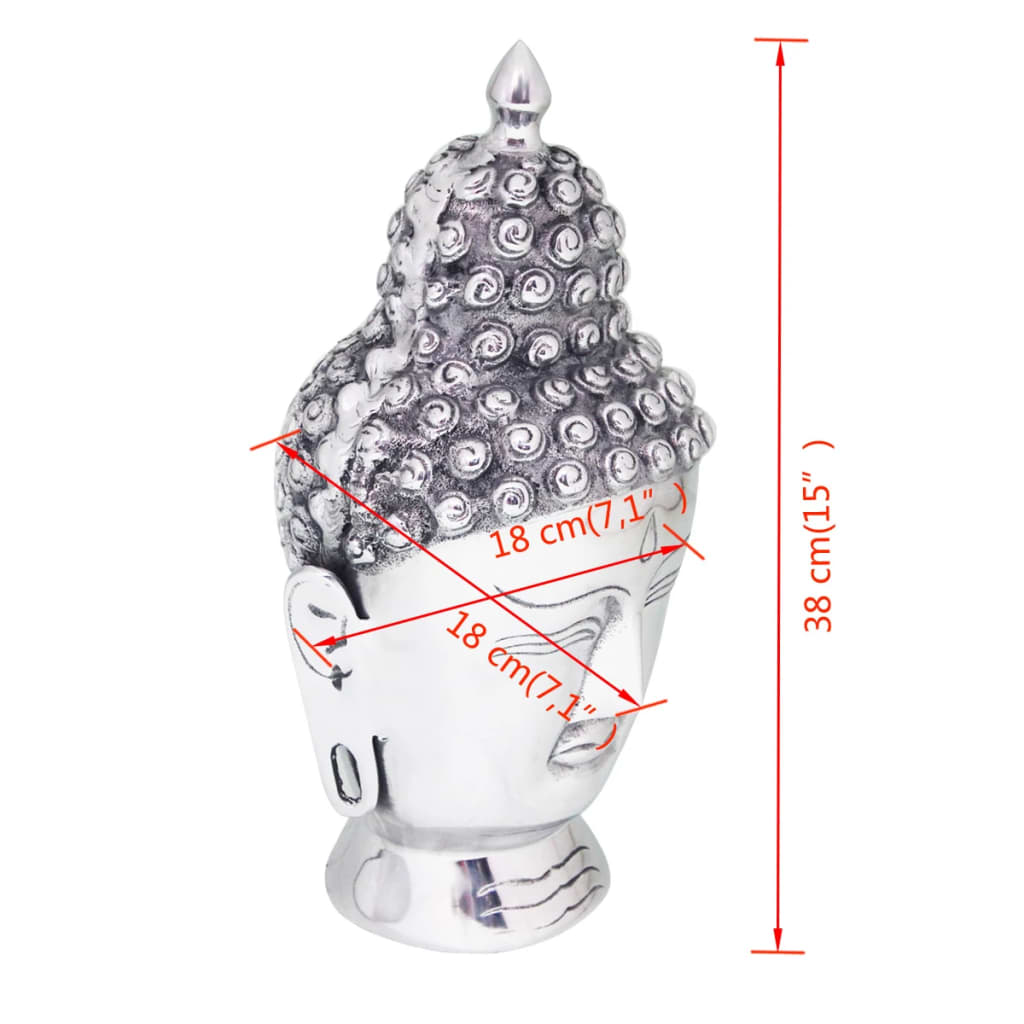 Buddhahuvud-Dekoration Aluminium Silver
