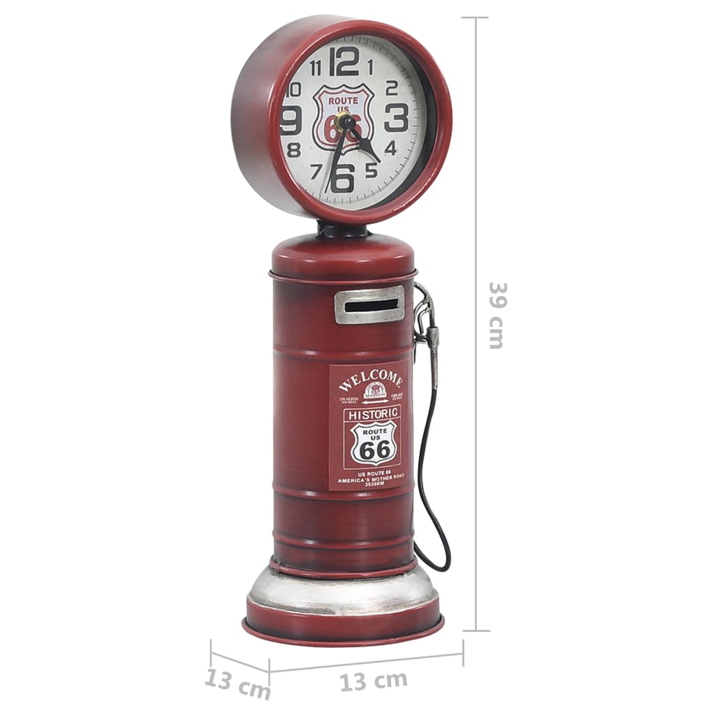 Bordsklocka Röd 13X13X39 Cm Järn Och Mdf