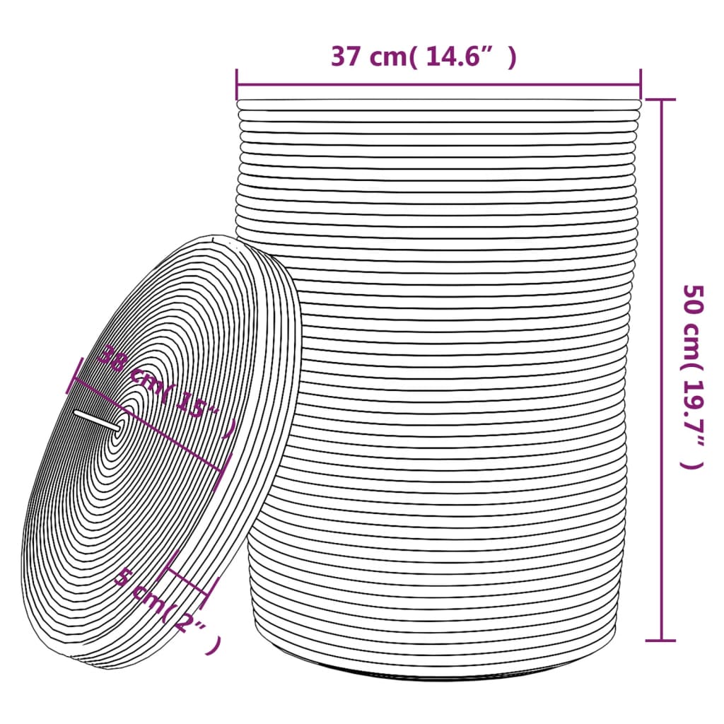 Förvaringskorg Med Lock Och Beige Ø37X50 Cm Bomull