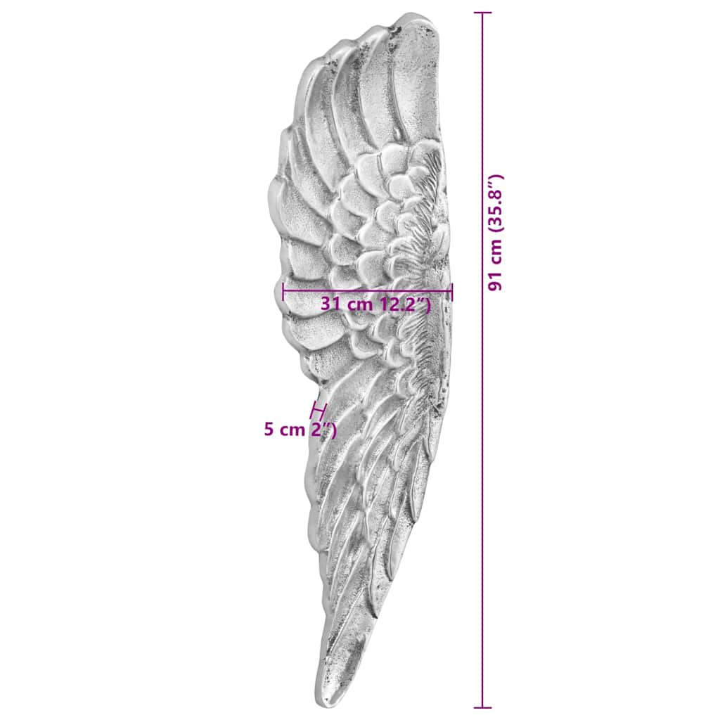 Vingskulptur Silver 31 X 5 X 91 Cm Aluminium