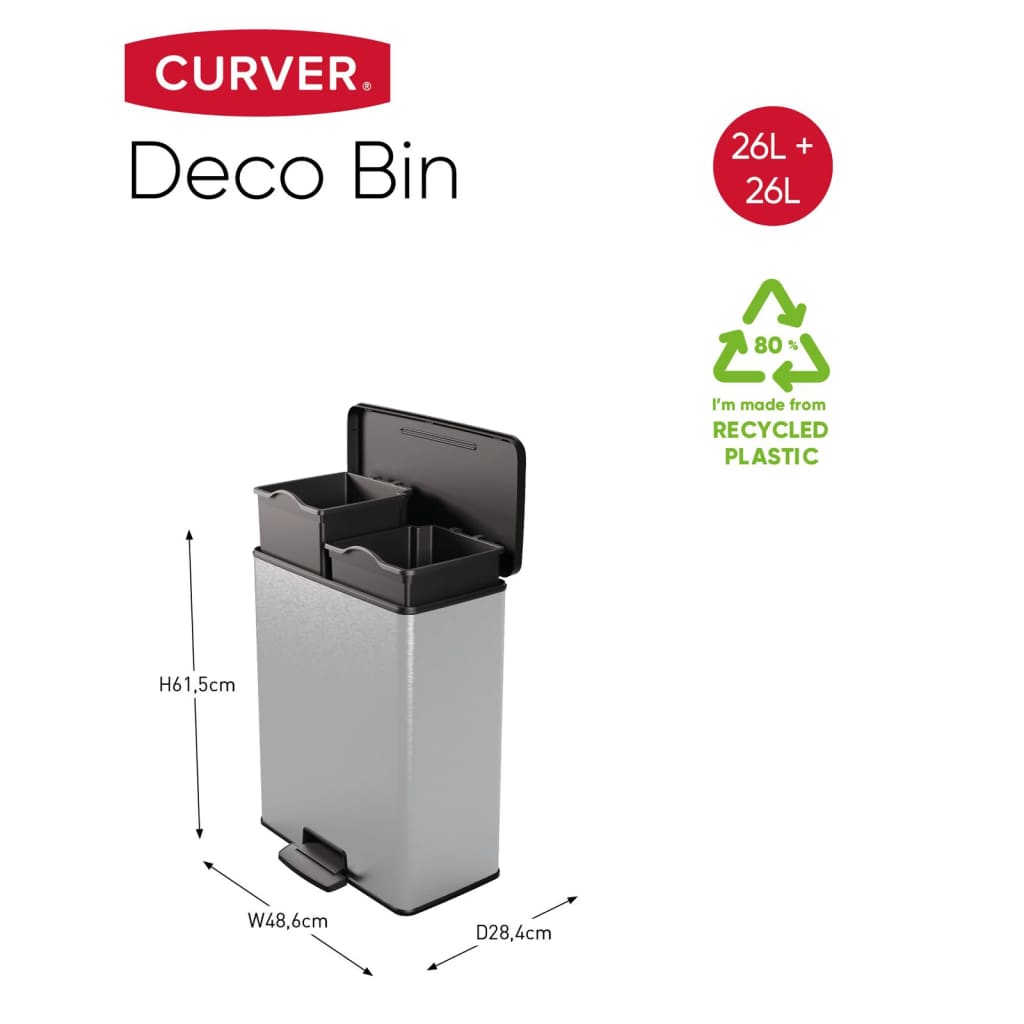 Curver Pedalhink Dubbel Deco 26L+26L Silver