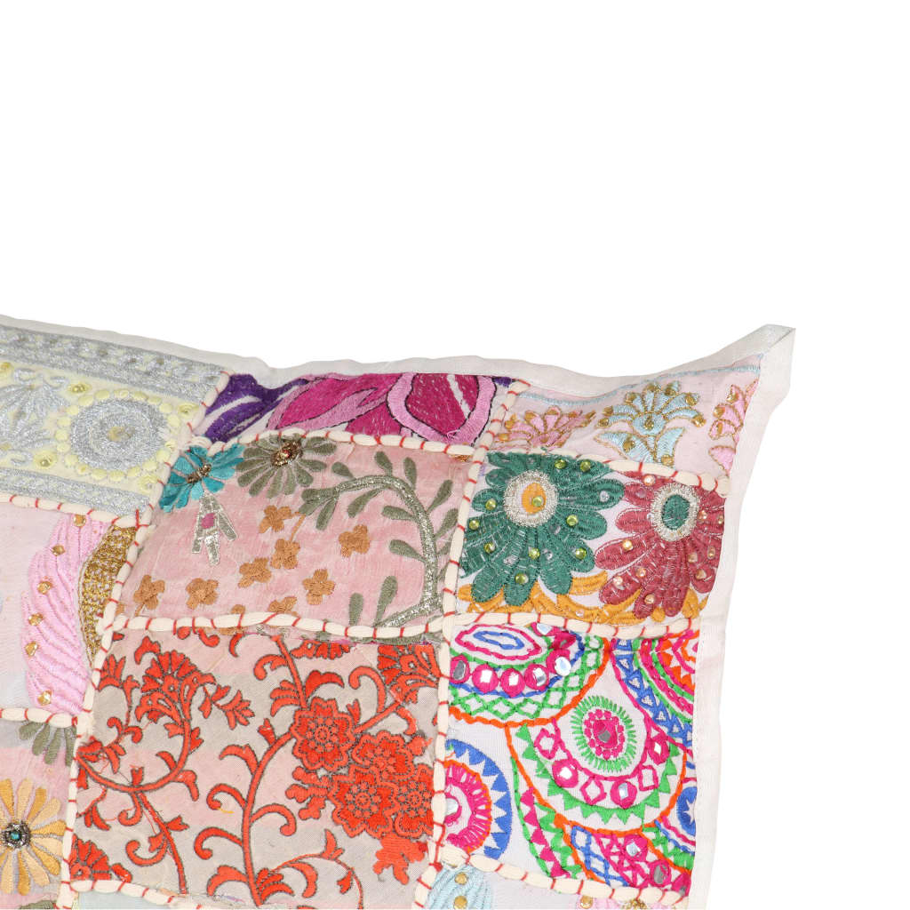 Kuddar 2 St Lappmönster Handgjord 45X45 Cm Röd/Beige