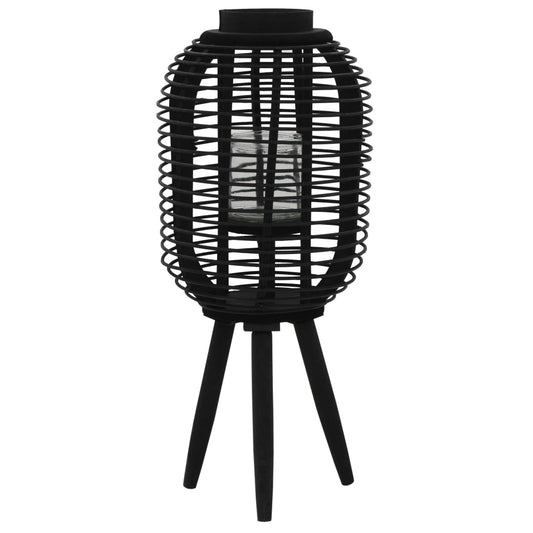 Fristående Ljuslykta Bambu Svart