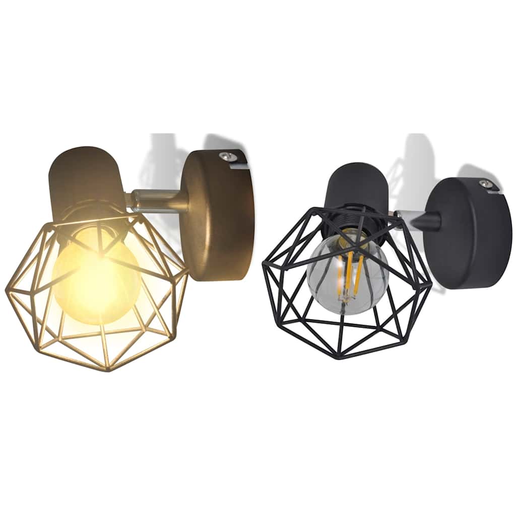 Taklampa Industri-Design Spotlights 2 St Led-Glödlampor Svart
