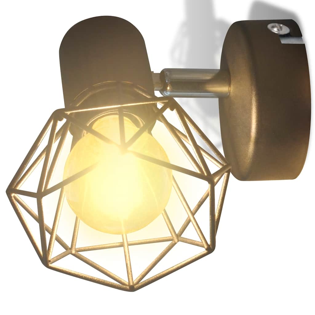 Taklampa Industri-Design Spotlights 2 St Led-Glödlampor Svart
