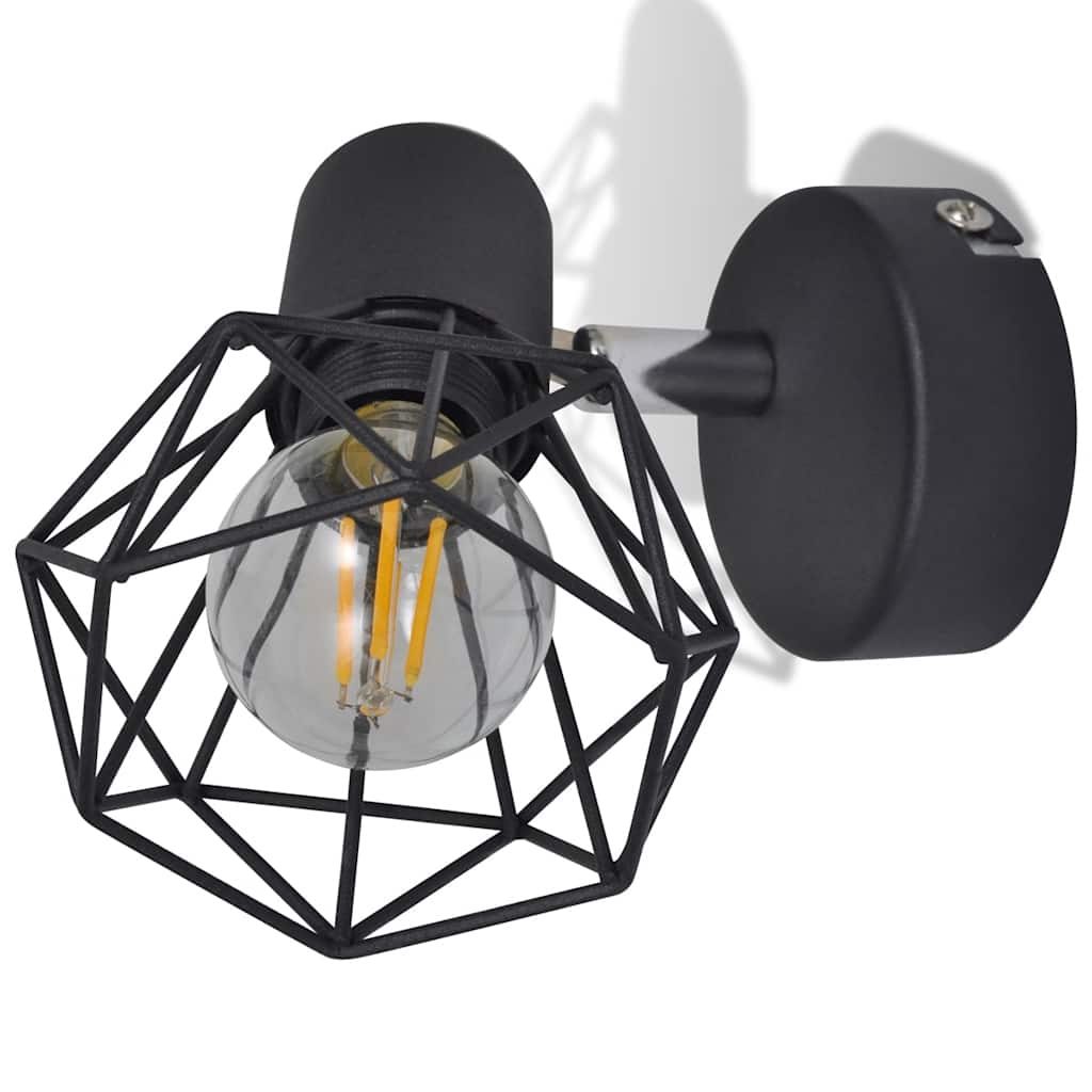 Taklampa Industri-Design Spotlights 2 St Led-Glödlampor Svart