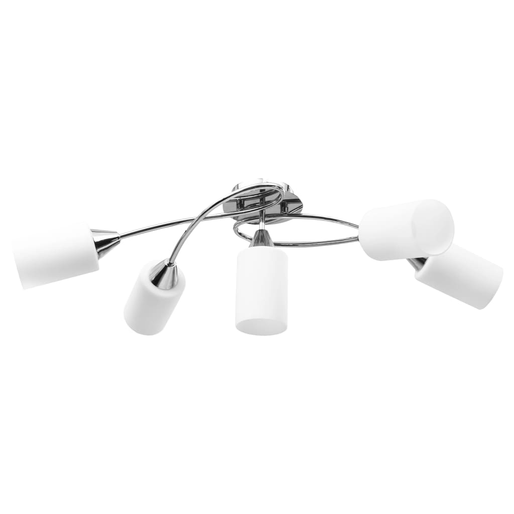 Taklampa Med Keramikskärmar För 5 E14-Lampor Vit