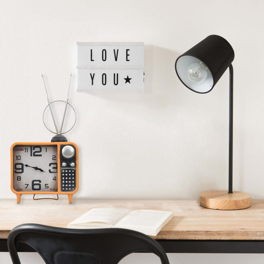 Bordsklocka Orange Och Svart 25X11X48 Cm Järn Och Mdf