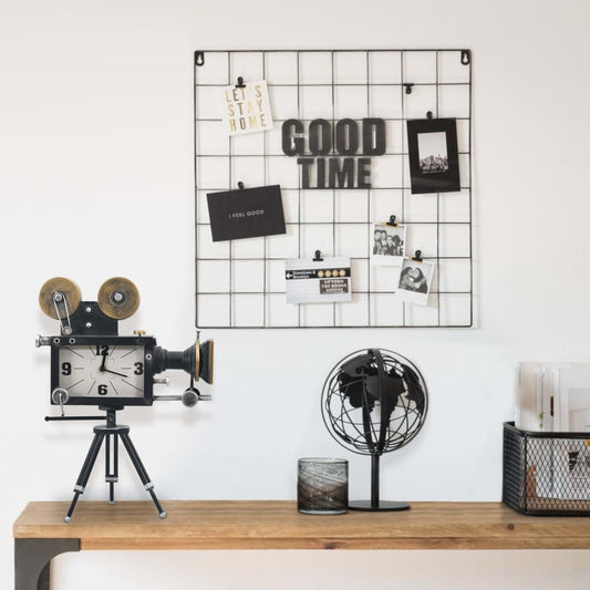 Bordsklocka Svart 34X18X47 Cm Järn Och Mdf