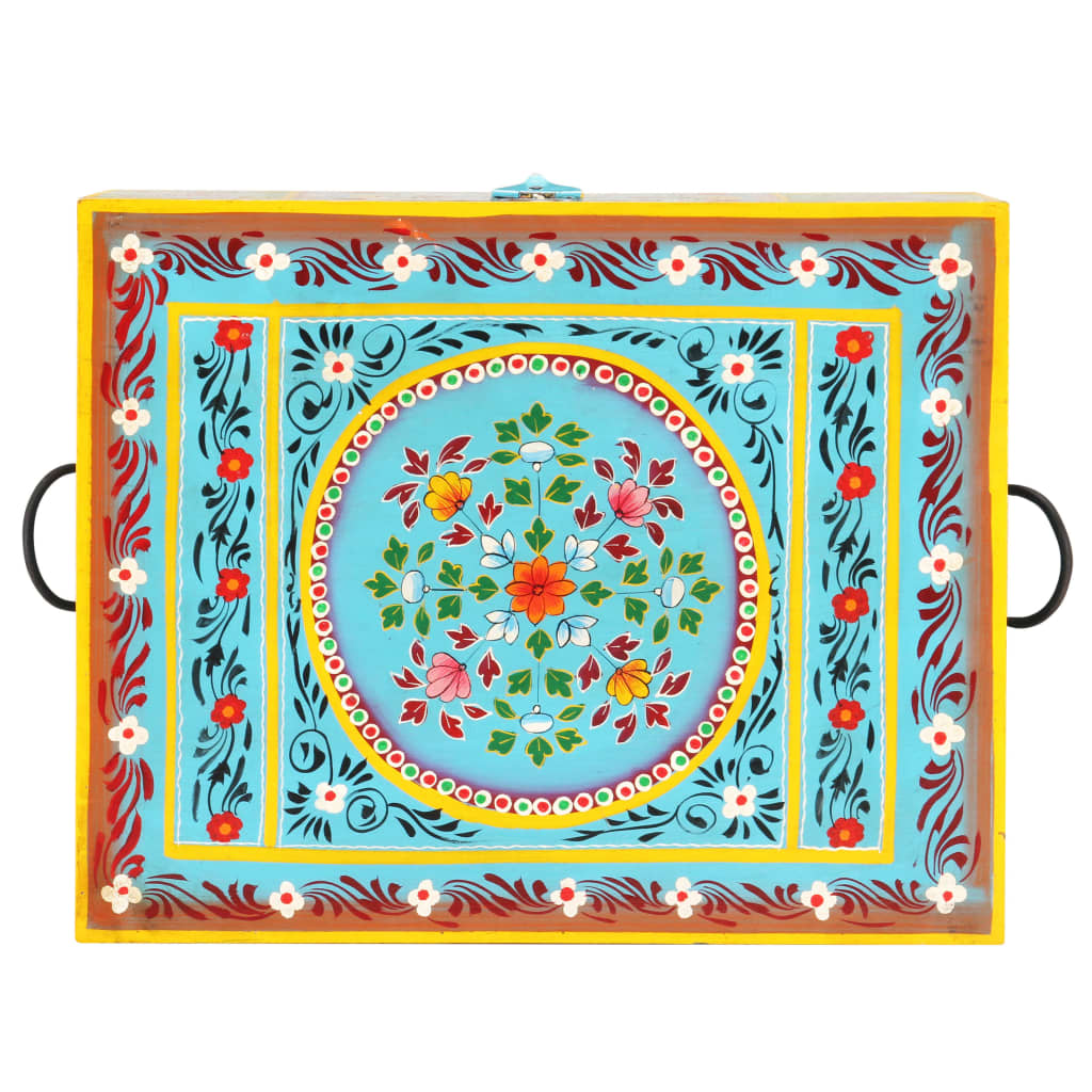 Handmålad Förvaringskista 50X40X40 Cm Massivt Mangoträ