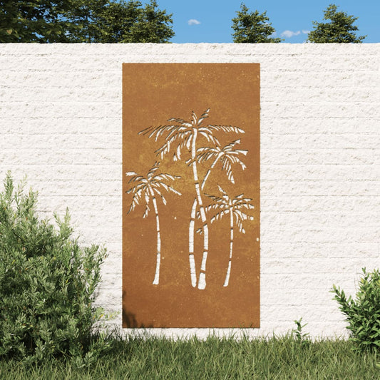Väggdekoration 105X55 Cm Rosttrögt Stål Palmdesign