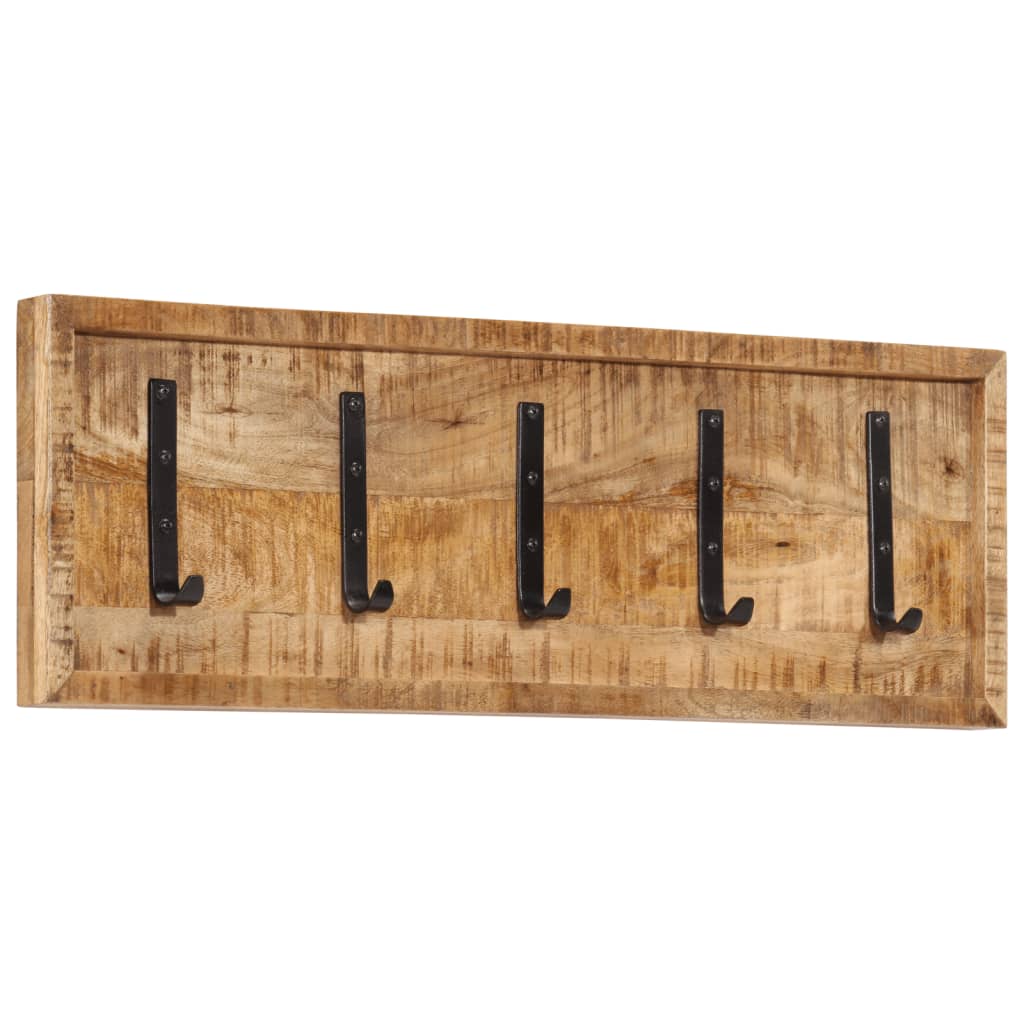 Väggmonterad Klädhängare Med 5 Krokar Massivt Mangoträ