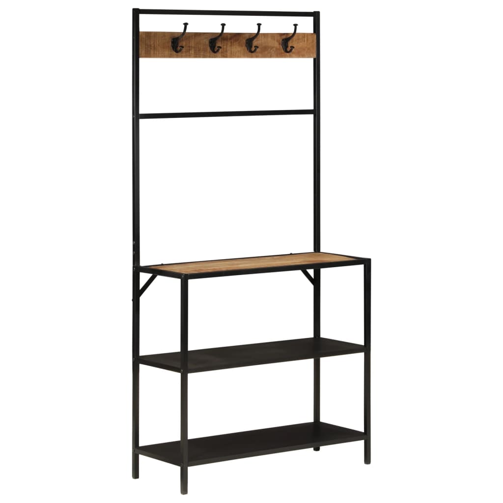 Klädhängare 90X35X180 Cm Massivt Mangoträ Och Järn