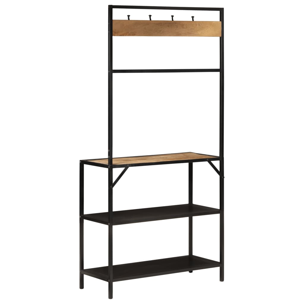 Klädhängare 90X35X180 Cm Massivt Mangoträ Och Järn