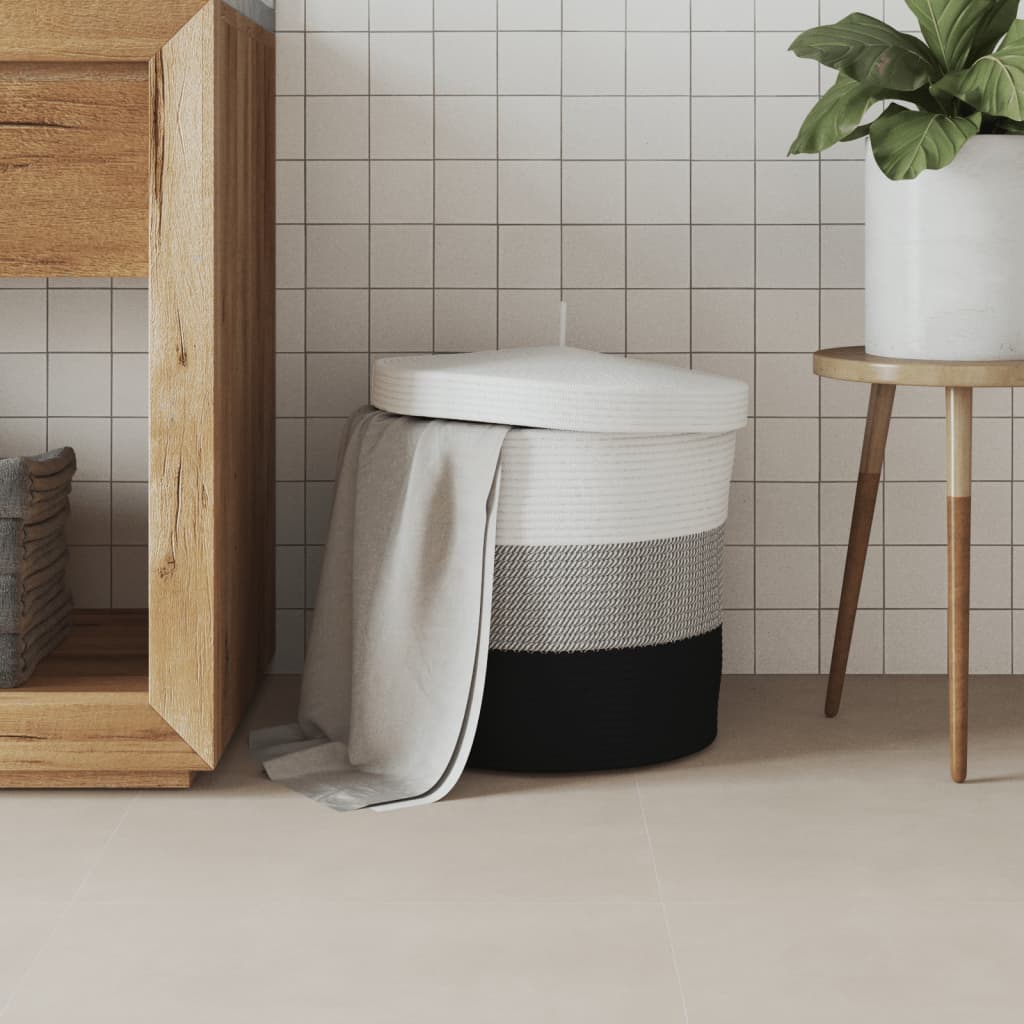 Förvaringskorg Med Lock Vit Och Ø40X35 Cm Bomull