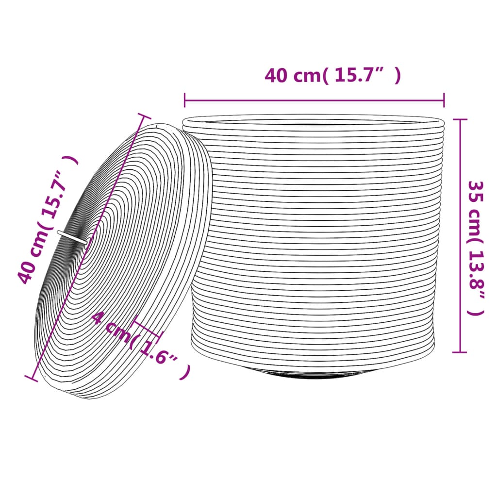 Förvaringskorg Med Lock Vit Och Ø40X35 Cm Bomull
