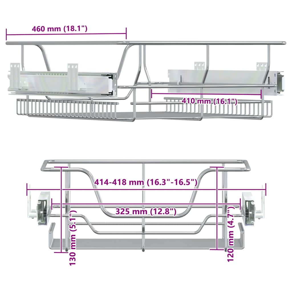 Utdragbara Trådkorgar 2 St 45 Cm
