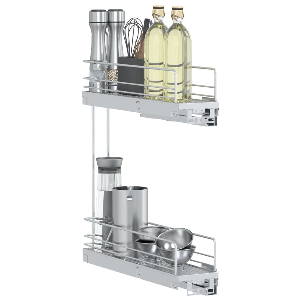 Utdragbara Trådkorgar 2 Våningar Silver