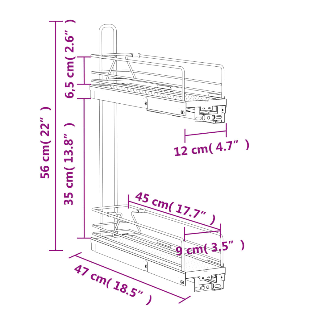 Utdragbara Trådkorgar 2 Våningar Silver