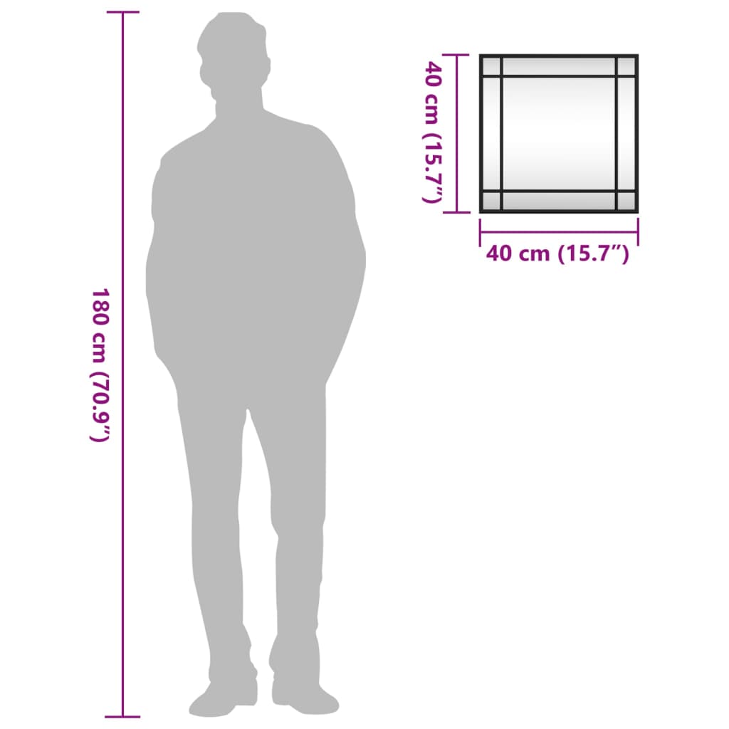 Väggspegel Svart Fyrkantig Järn