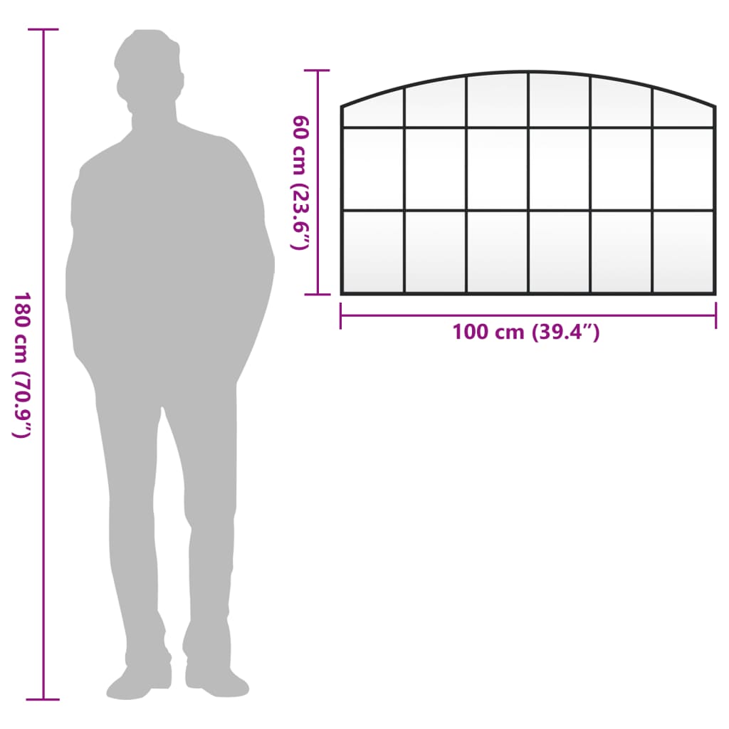 Väggspegel Svart Bågformad Järn