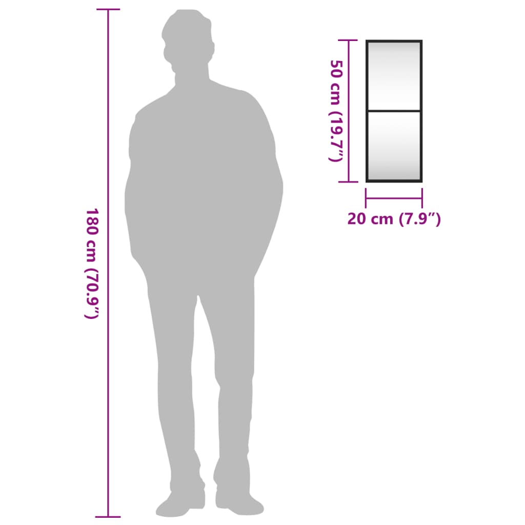 Väggspegel Svart Rektangulär Järn