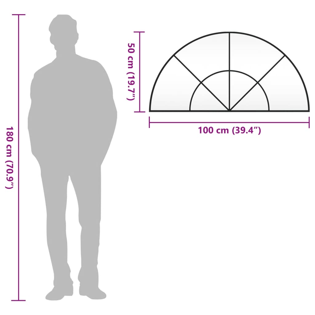 Väggspegel Svart Bågformad Järn