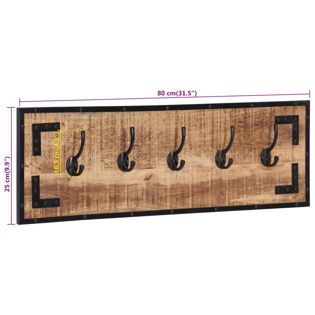 Klädhängare 2 St 80X8X25 Cm Massivt Grovt Mangoträ