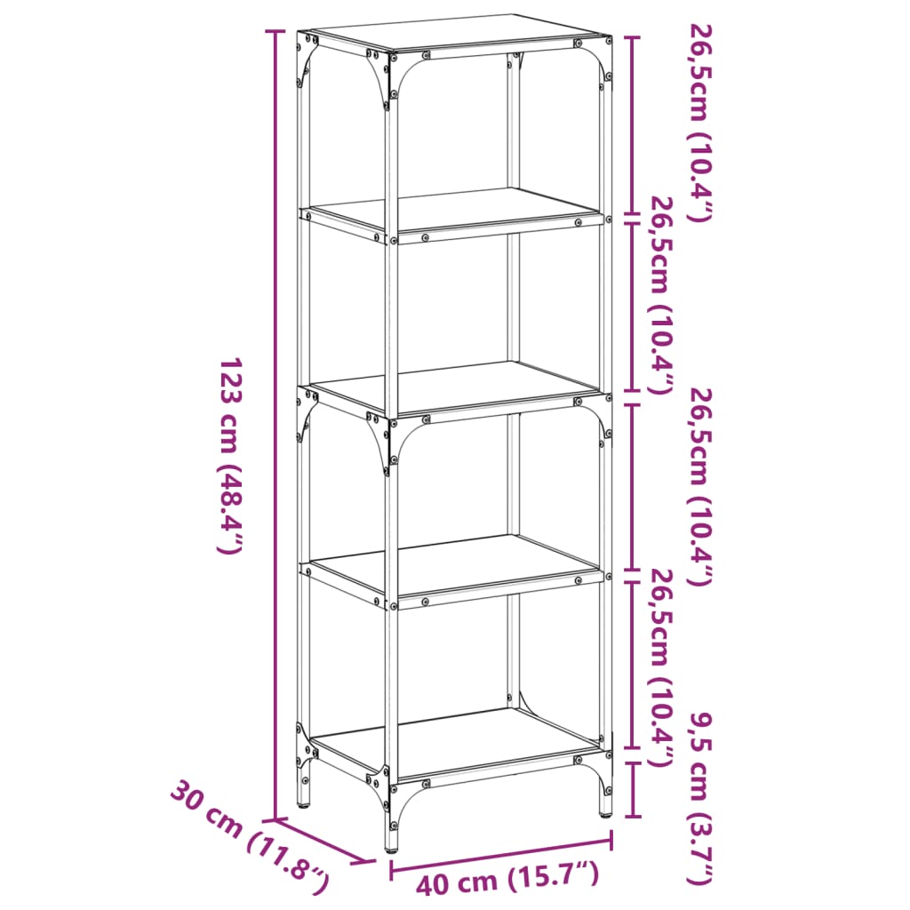 Förvaringsställ Med Glasskiva Stål