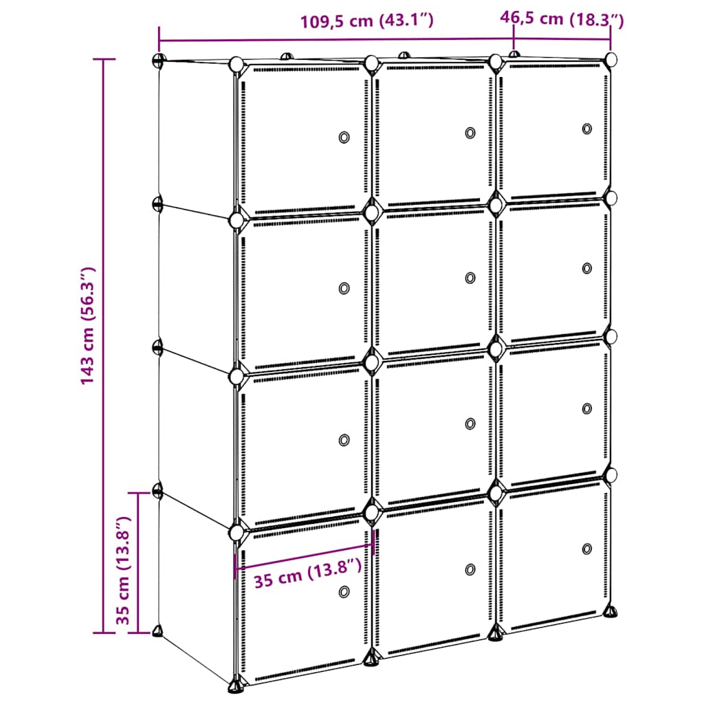 Förvaringskuber Stapelbara Med 12 Kuber Och Hängstänger Pp