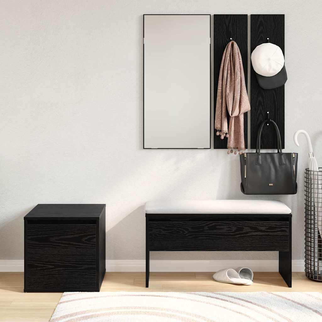 Hallmöbelset 3 Pcs Svart Ek 80 X 31 X 40 Cm Konstruerat Trä