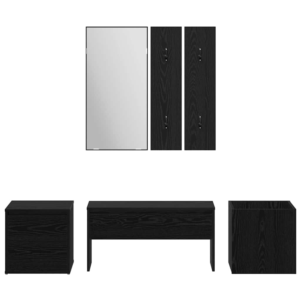 Hallmöbelset 6 Pcs Svart Ek 80 X 31 X 40 Cm Konstruerat Trä