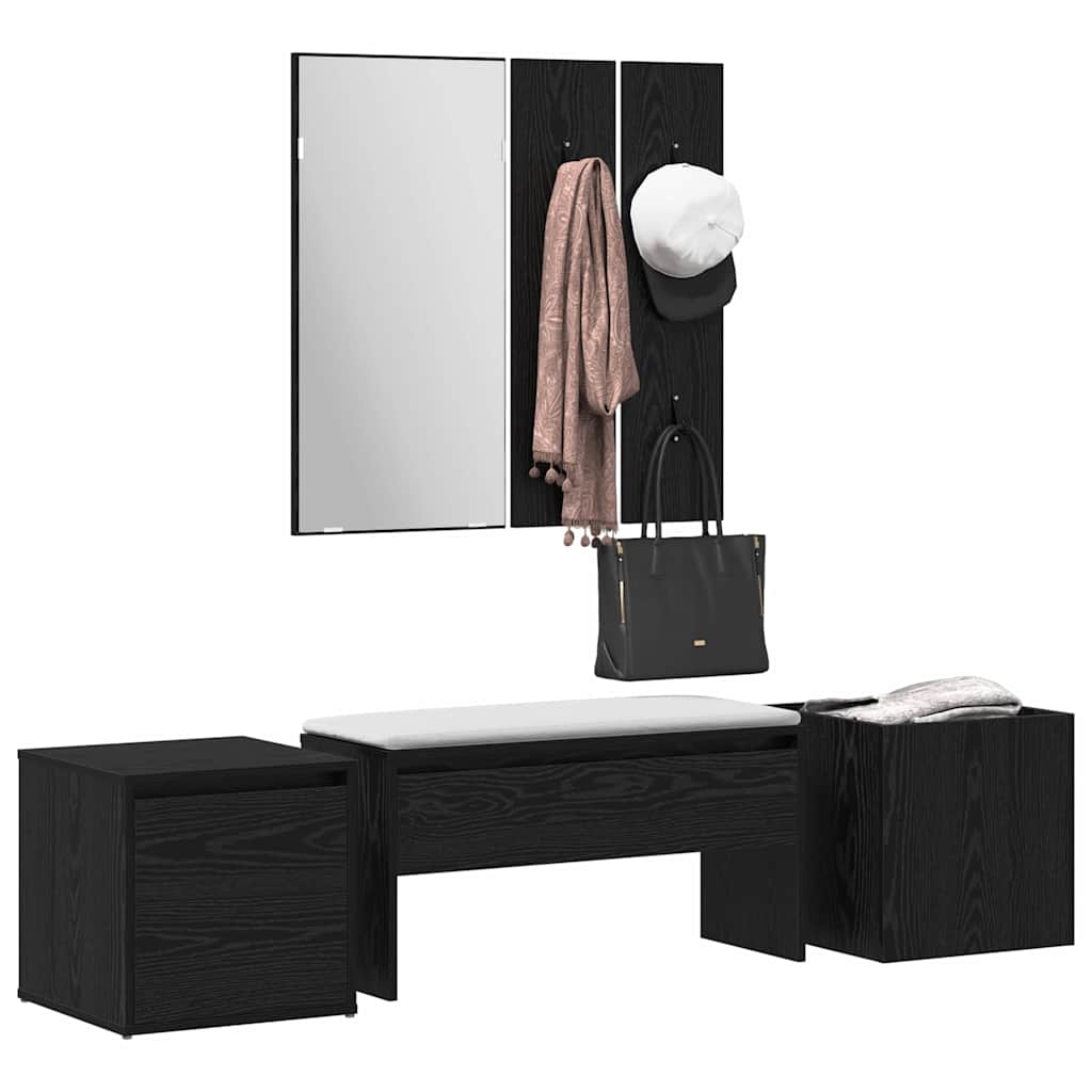 Hallmöbelset 6 Pcs Svart Ek 80 X 31 X 40 Cm Konstruerat Trä