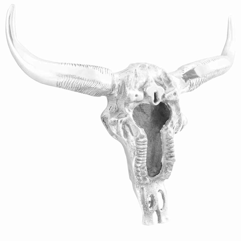 Bulls Skull Silver 53 X 11 X 40 Cm Aluminium