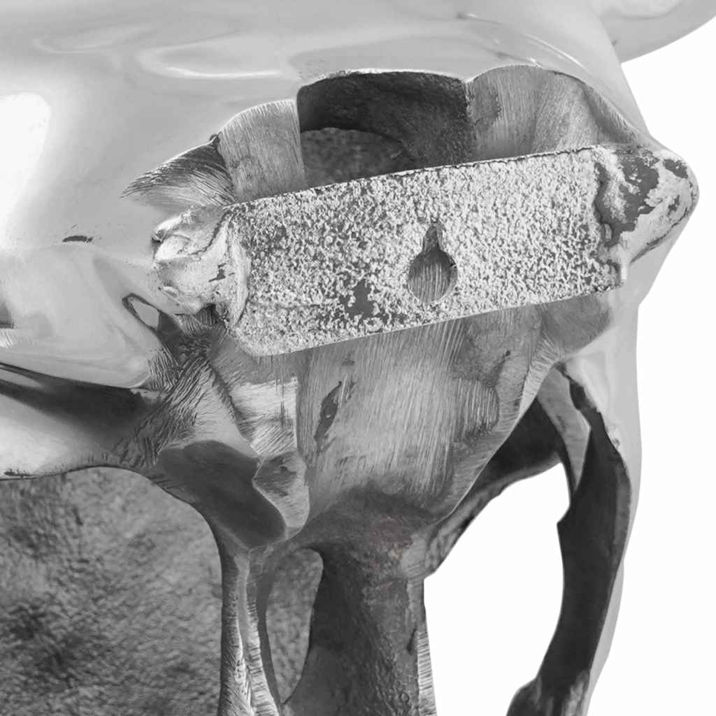 Bulls Skull Silver 34 X 13 X 53 Cm Aluminium