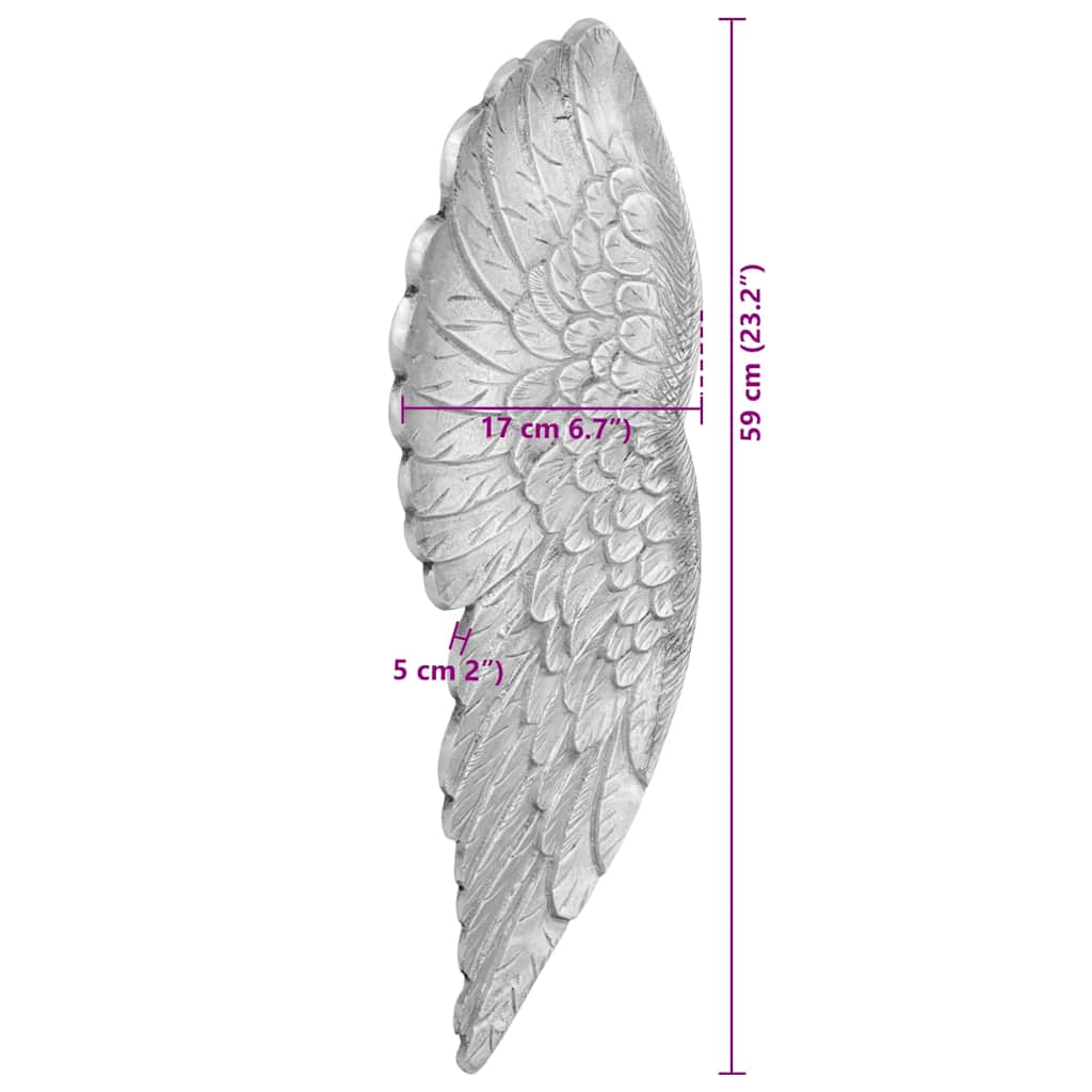 Vingskulptur Silver 17 X 5 X 59 Cm Aluminium