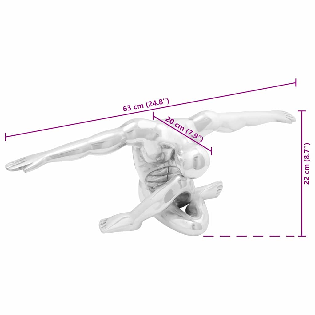 Skulptur Silver 63 X 20 X 22 Cm Aluminium