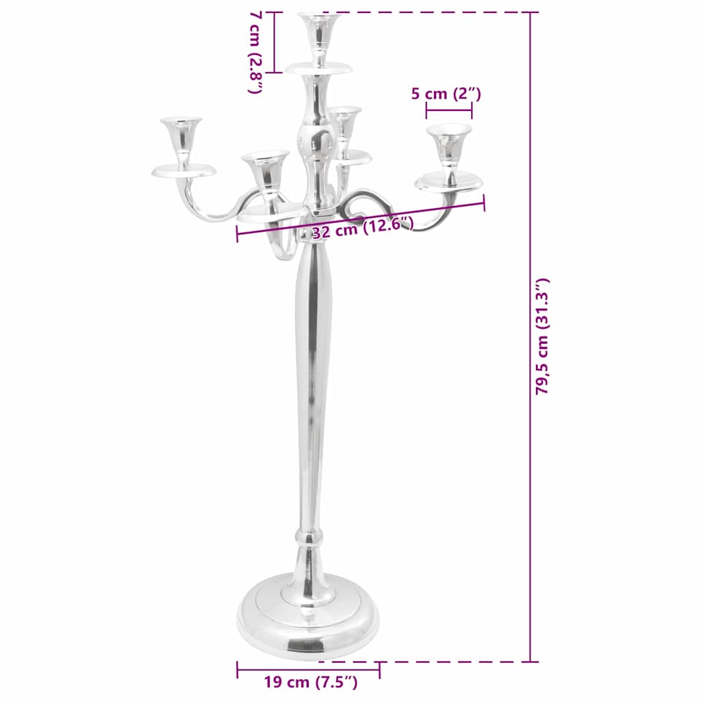 Ljusstake Silver 32 X 32 X 79.5 Cm Aluminium