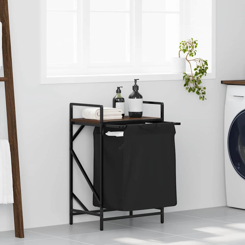 Tvättkorg 2 Fack Med Hylla Sonoma-Ek