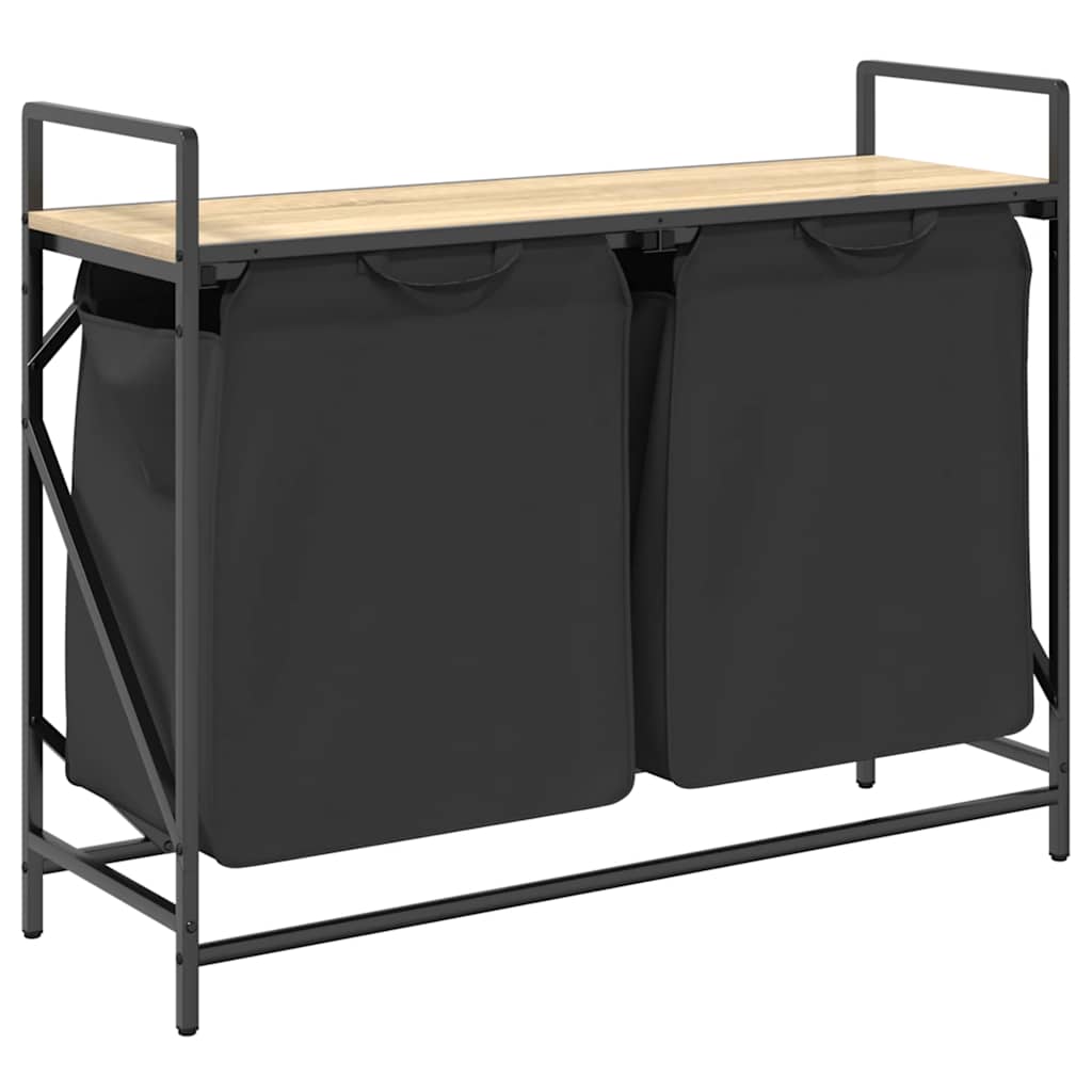 Tvättkorg 2 Fack Med Hylla Sonoma-Ek