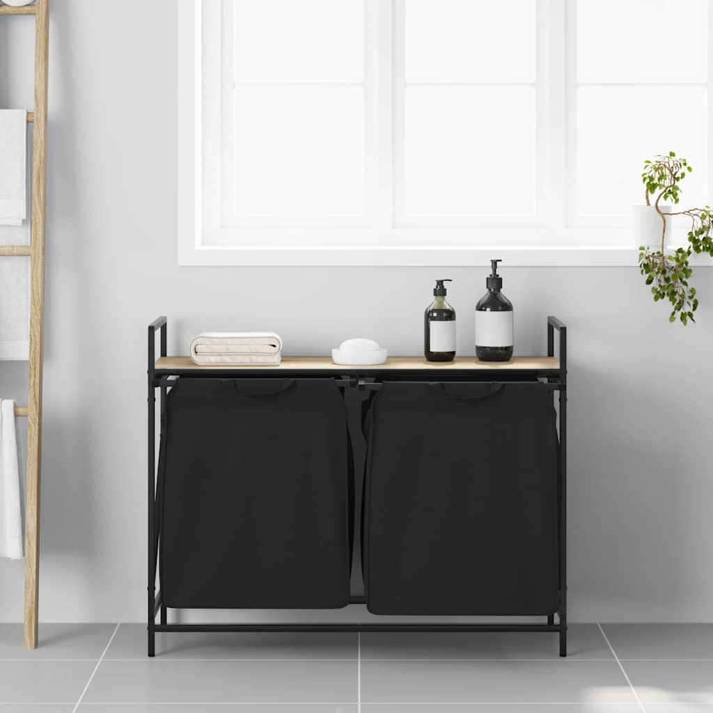 Tvättkorg 2 Fack Med Hylla Sonoma-Ek