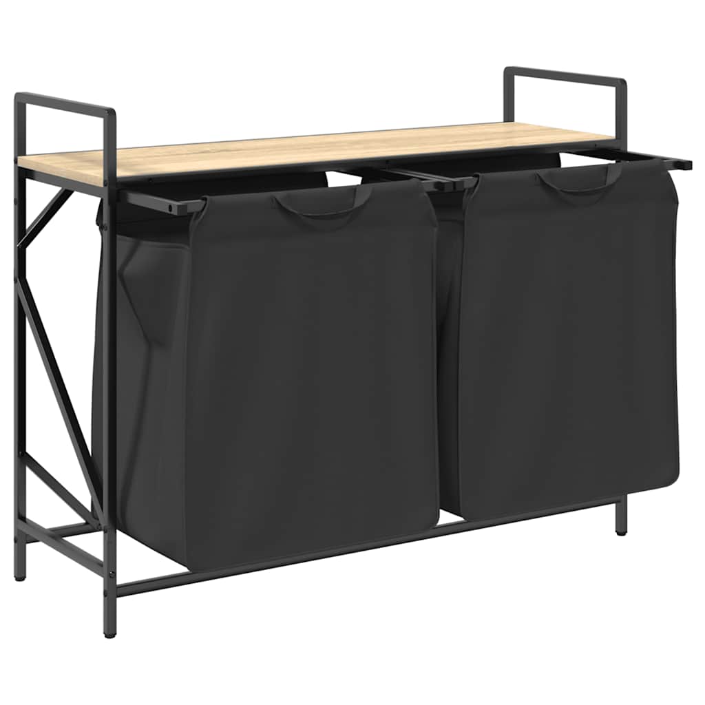 Tvättkorg 2 Fack Med Hylla Sonoma-Ek