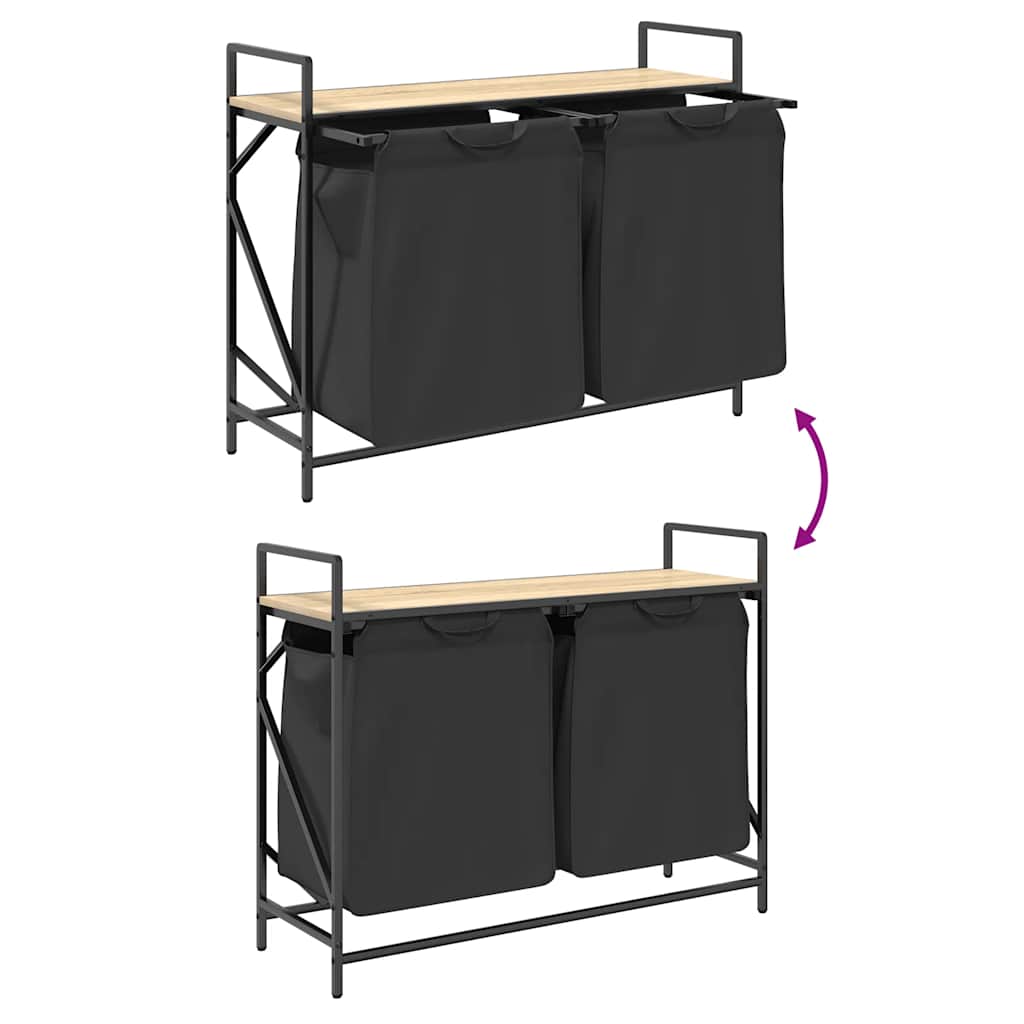 Tvättkorg 2 Fack Med Hylla Sonoma-Ek