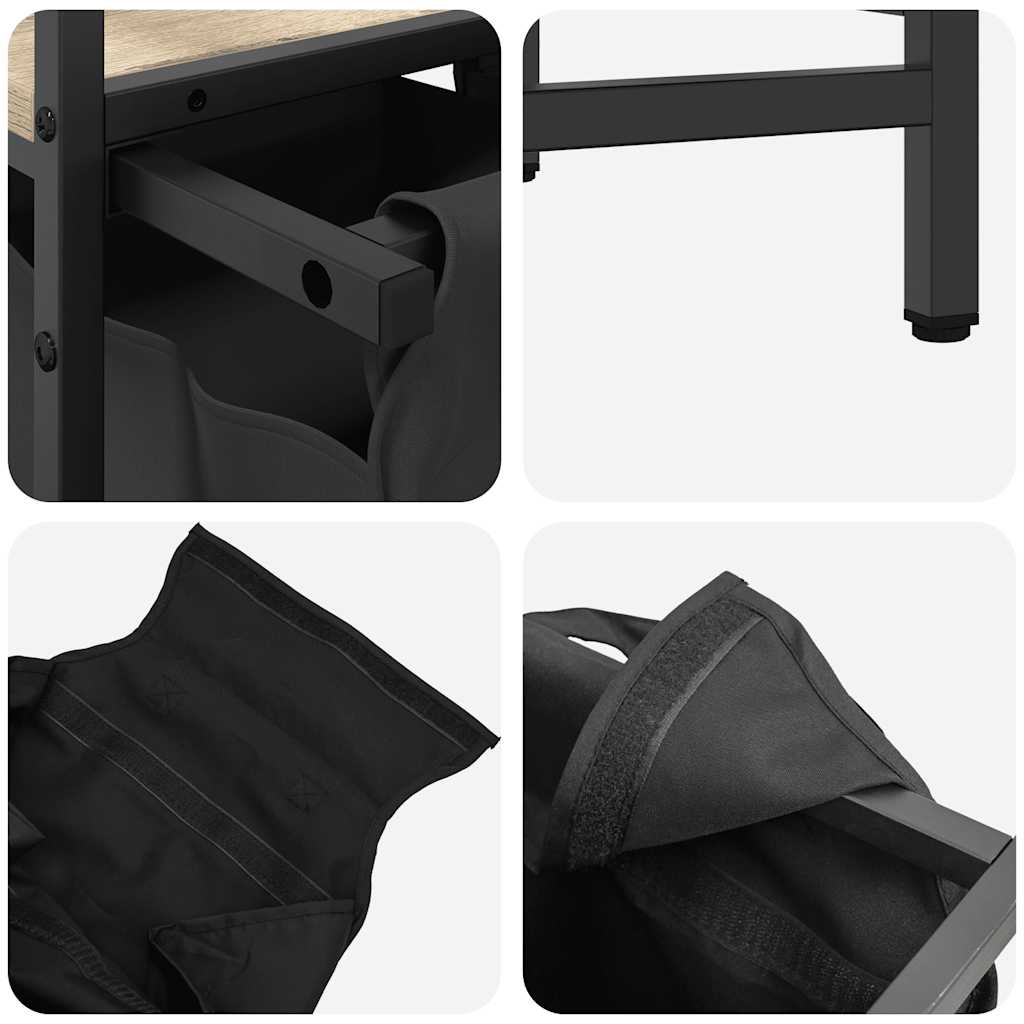 Tvättkorg 2 Fack Med Hylla Sonoma-Ek