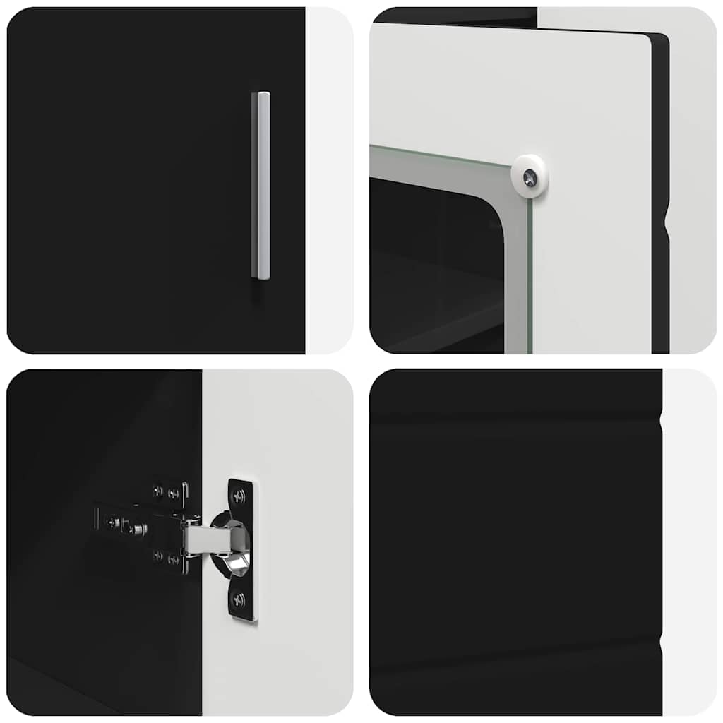 Sideboard Med Hylla Svart 55.5 X 29 X 100 Cm Konstruerat Trä