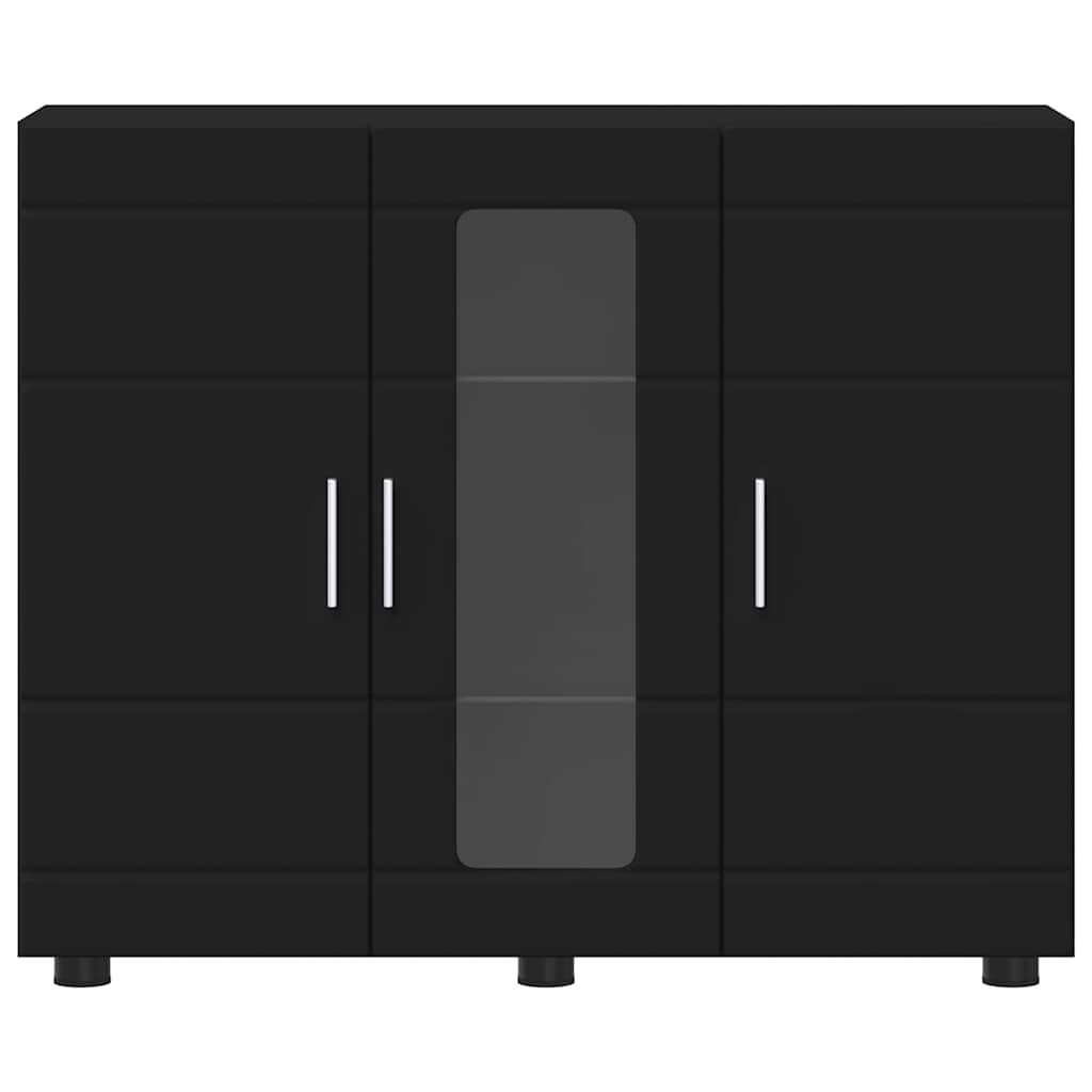 Sideboard Med Hylla Svart 55.5 X 29 X 100 Cm Konstruerat Trä