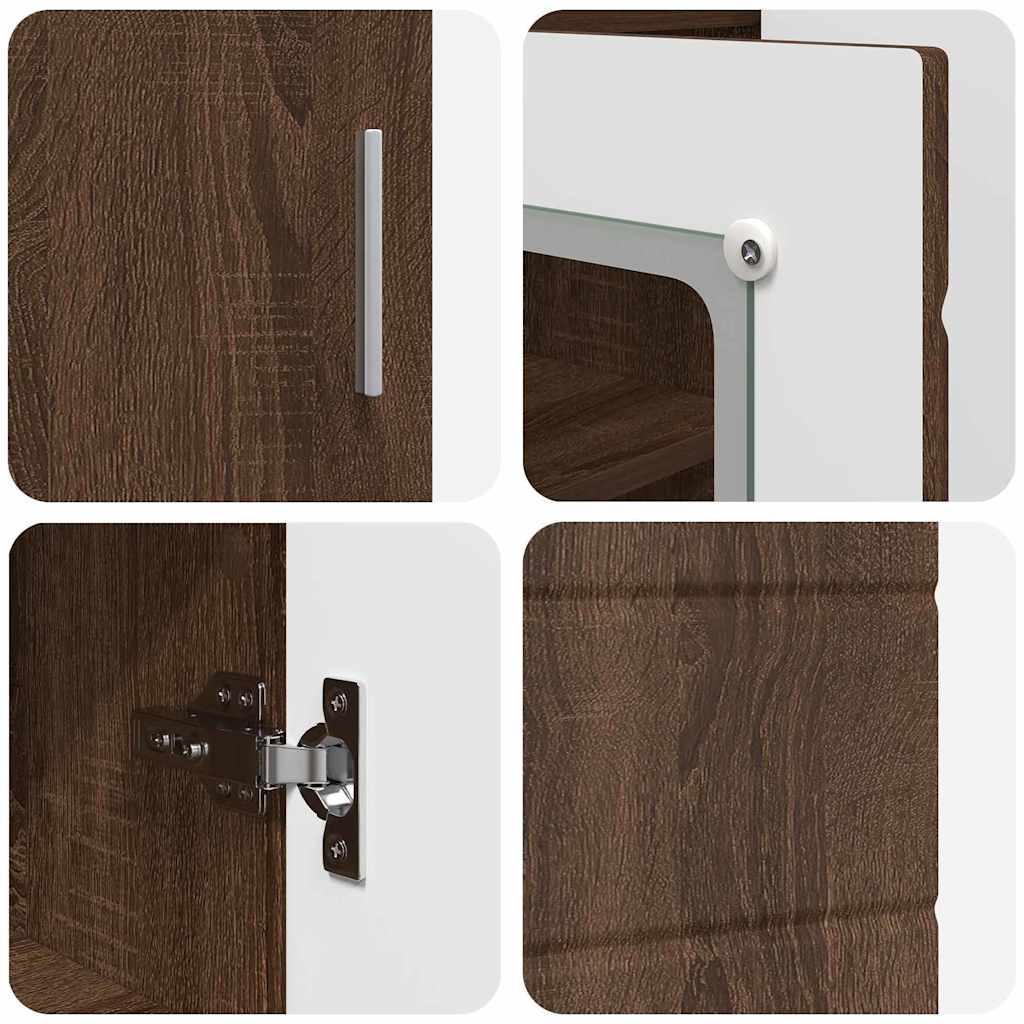 Sideboard Med Hylla Brun Ek 55.5 X 29 X 100 Cm Konstruerat Trä