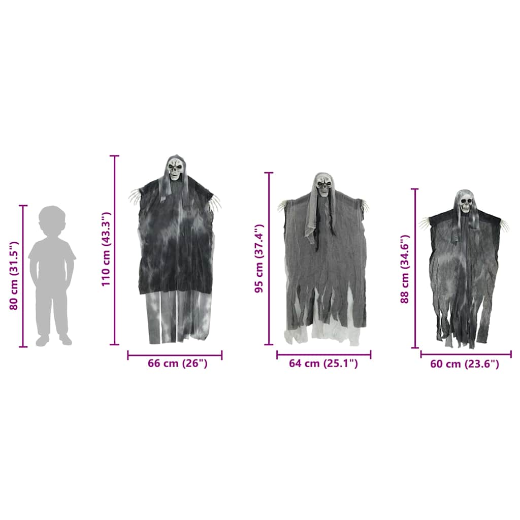 Halloween Hängande Spöke 3 Pcs Svart 66 X 110 Cm Polyester